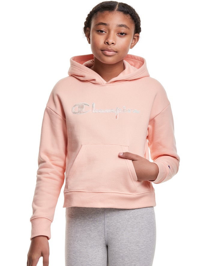 Champion Hoodie Meisjes - Koraal - Reverse Weave Fleece Embroidered Logo ( 591764-THE )